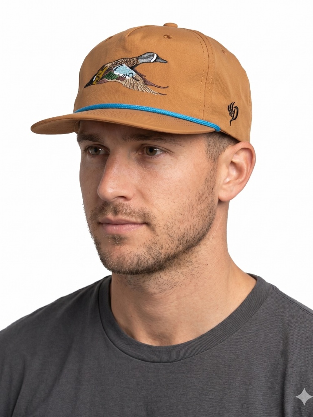 Duck Camp Premium Outdoor Goods Brown Rope Hat Embroidered Duck Snapback Cap
